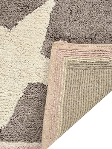 Image of SASHAA WORLD Star + Elephant Patterned Bathmat Combo | Ultra Soft & Absorbent Tufted Cotton Rugs with Anti-Skid Latex Backing, Perfect for Bathroom, Bedroom, Hotels | Pack of 2, 50x80 cm