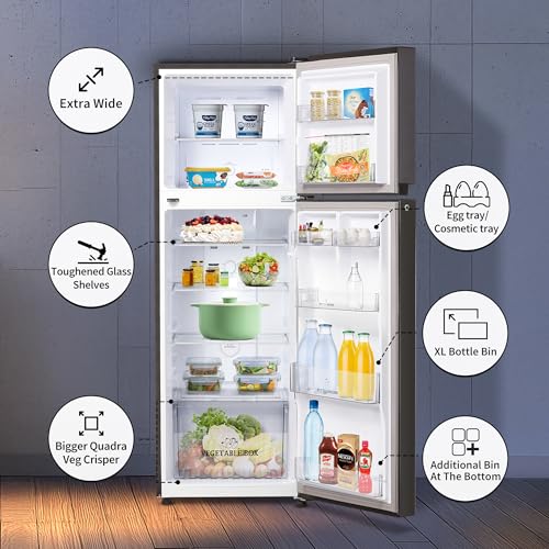 Image of SHARP 285 L Frost Free Double Door 2 Star Refrigerator |Japan 7 Shield Protection|Hi-Tech Inverter |(Coffee Hairline, SJ-FF335V2-PCH)