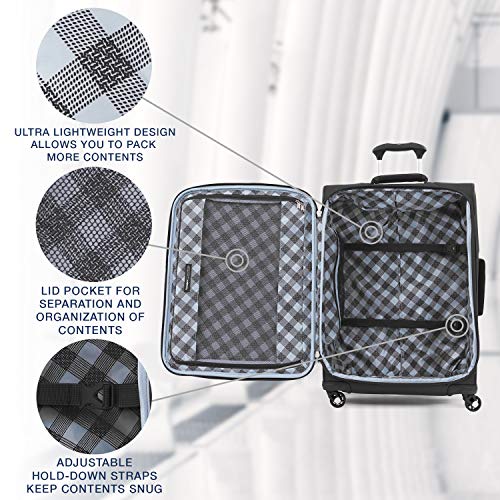 Travelpro Maxlite 5 Softside Expandable Spinner Wheel Luggage, Black, Checked-Medium 25-Inch
