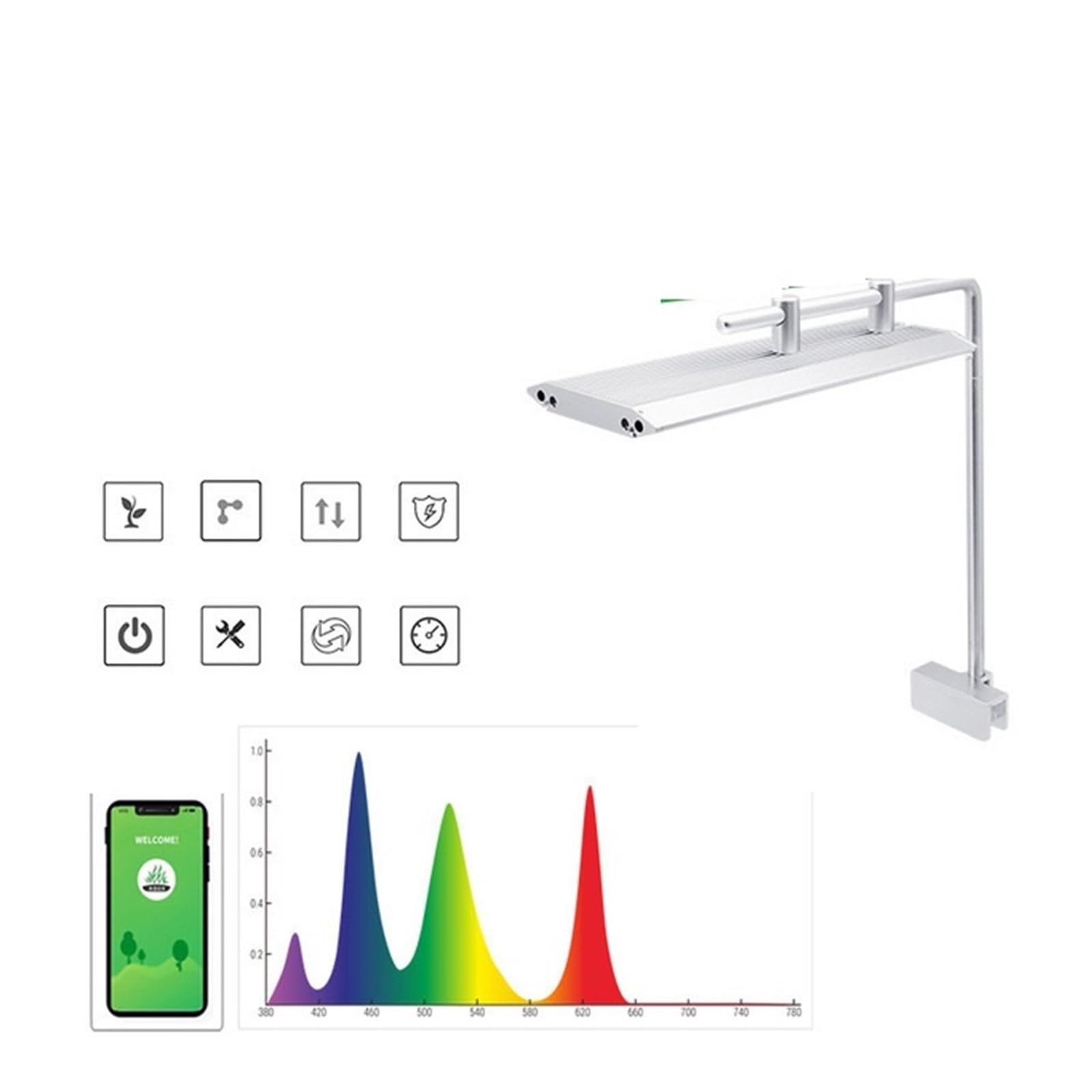 VCHICS Luces LED de arrecife, Luz Led de acuario WRGB for Nano luz con temporizador ciclo tanque soporte for plantas acuáticas(M300 D1 PRO)