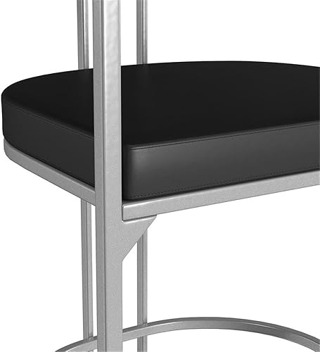 Miniatura 7 de Hillsdale, Cannonwood - Taburete de altura de mostrador trasero tapizado con forma de media luna, color plateado