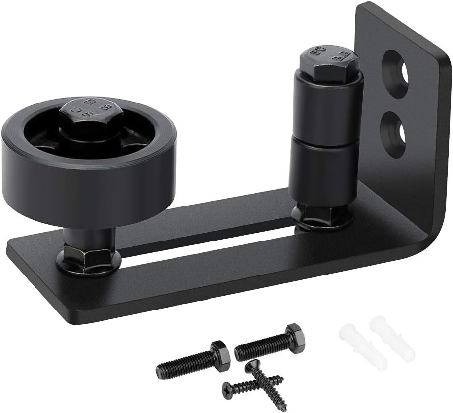Homode Barn Door Floor Guide Wall Mount, Sliding Door Guide Stay Roller, Flush to Floor, Black Powder Coated Hardware, 8 Setup Options, Fully Adjustable for Barn Doors