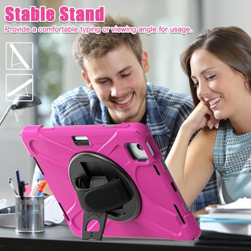 Funda para iPad Air 11 M3 M2 rosa con protector de pantalla y correa 4