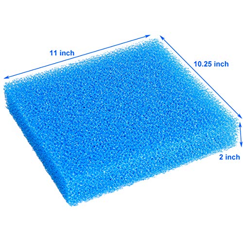 Image of AQUANEAT Aquarium Filter Sponge Open Cell Foam Sheet Bio Sponge Filter Media Pad HMF Fish Tank Sump Divider (11 inch Lx 10.25 inch W x 2 inch H, Blue) (Pack of 2)