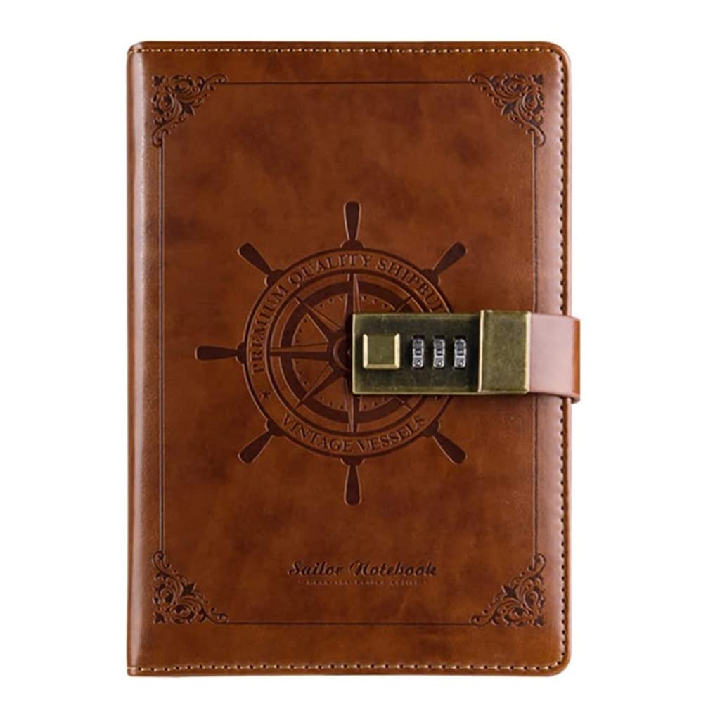 Tragbares B6-Notizbuch mit Zahlenschloss – exquisites Retro-Design mit hochwertigem Papier, ideal für männliche und weibliche Studenten, Schule, Reisen und Journaling unterwegs