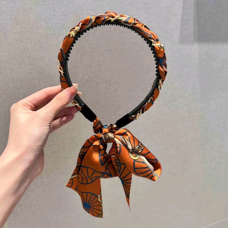 Amazon.com : Satin Fabric Hair Bands, Retro Long Ribbon  display picture 1