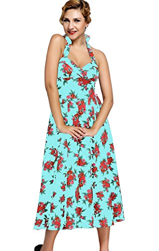 Robe dos nu creux Yalí : sublimez votre silhouette sans complexe grâce à la jupe col V bleu S