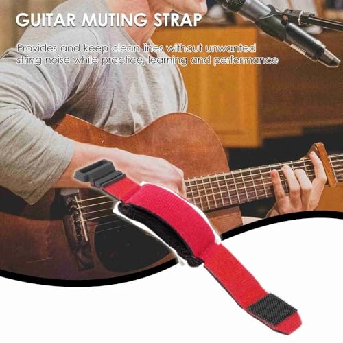Image of ‌2Pcs Guitar String Mute Dampener - Stretch Fretboard Mute Band for Acoustic, Electric & Bass Guitars, Noise Reducer Practice Tool