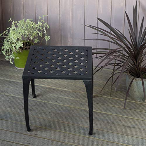 Lazy Susan Willow Table carrée 45 cm, sans Entretien, légère, résistante aux intempéries, en Fonte d'aluminium, Bronze Ancien