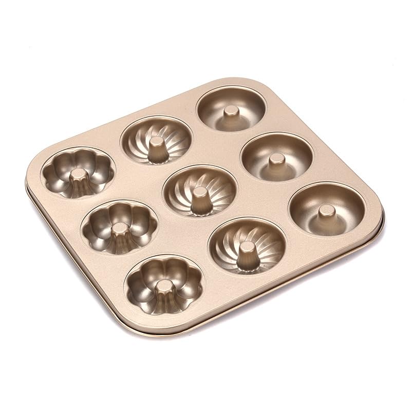 Stampo Per Ciambelle In Acciaio Al Carbonio – 9 Cavità, 3 Forme Diverse – Fiore, Spirale, Classica – Antiaderente E Lavabile In Lavastoviglie