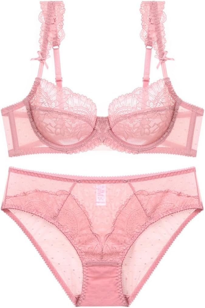 Thin Women's Underwear Lace Bra Large Chest Set