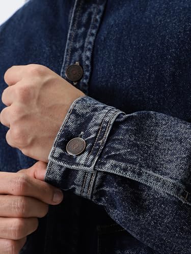 Image of Urbano Fashion Men's Relaxed Fit Full Sleeve Utility Denim Jacket