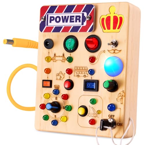 Ceoffo Montessori - Tablero sensorial para niños pequeños, tablero sensorial para el desarrollo temprano y la actividad, con 19 luces LED, juguetes sensoriales para niños y niñas de 2, 3, 4 años
