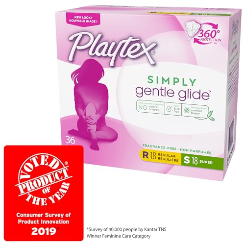 Playtex Simply Gentle Glide Tampons, Multipack (18ct Regular/18ct Super Absorbency), Fragrance-Free - 36ct - Image 4