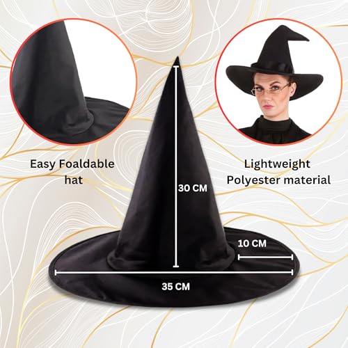 Image of WANNA PARTY Pack of 2 Kid's Hogwarts Student Witch Costume Hat with Harry The Magician Magic Wand for Pretend Play Party Costume Halloween Costume Cosplay Accessory|Magical Costume Theme Party