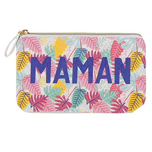 Draeger Paris Colourful Printed Cotton Bag Organiser Beauty Pouch - Mum, Mom, 21x12 cm