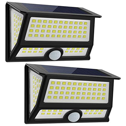 CREATIVE DESIGN Solar Lights Outdoor, 102 LED Solar Motion Light Wall Light Solar Garden Light with 3 Modes Wide Angle for Patio Yard Deck Garage Porch Stairway Driveway