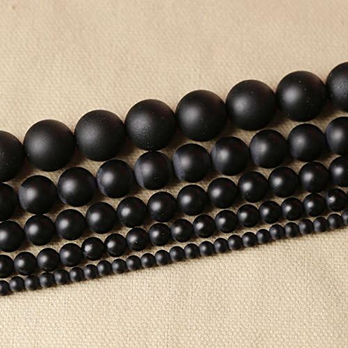 Miniatura 2 de Hermosas cuentas sueltas redondas y redondas de ágata drusy fucsia natural para hacer joyas (0.315 pulgadas, ónix negro)