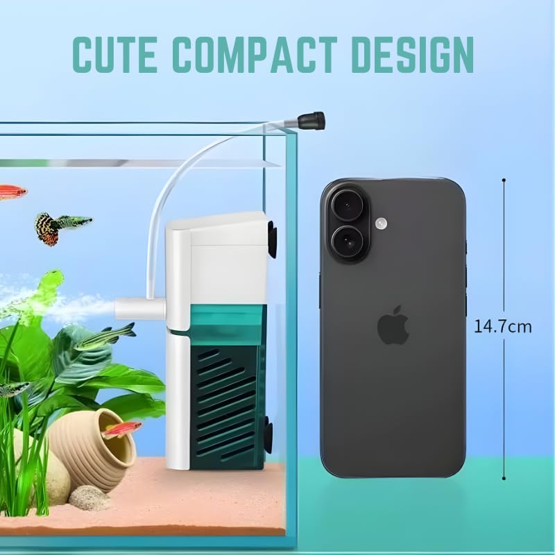 Image of VAYINATO LY 001F Mini Waterfall Internal Filter - Premium White, 2W Ultra Quiet Aquarium Filter, 280 L /H Flow, Suitable for Nano Fish Tanks & Small Aquariums