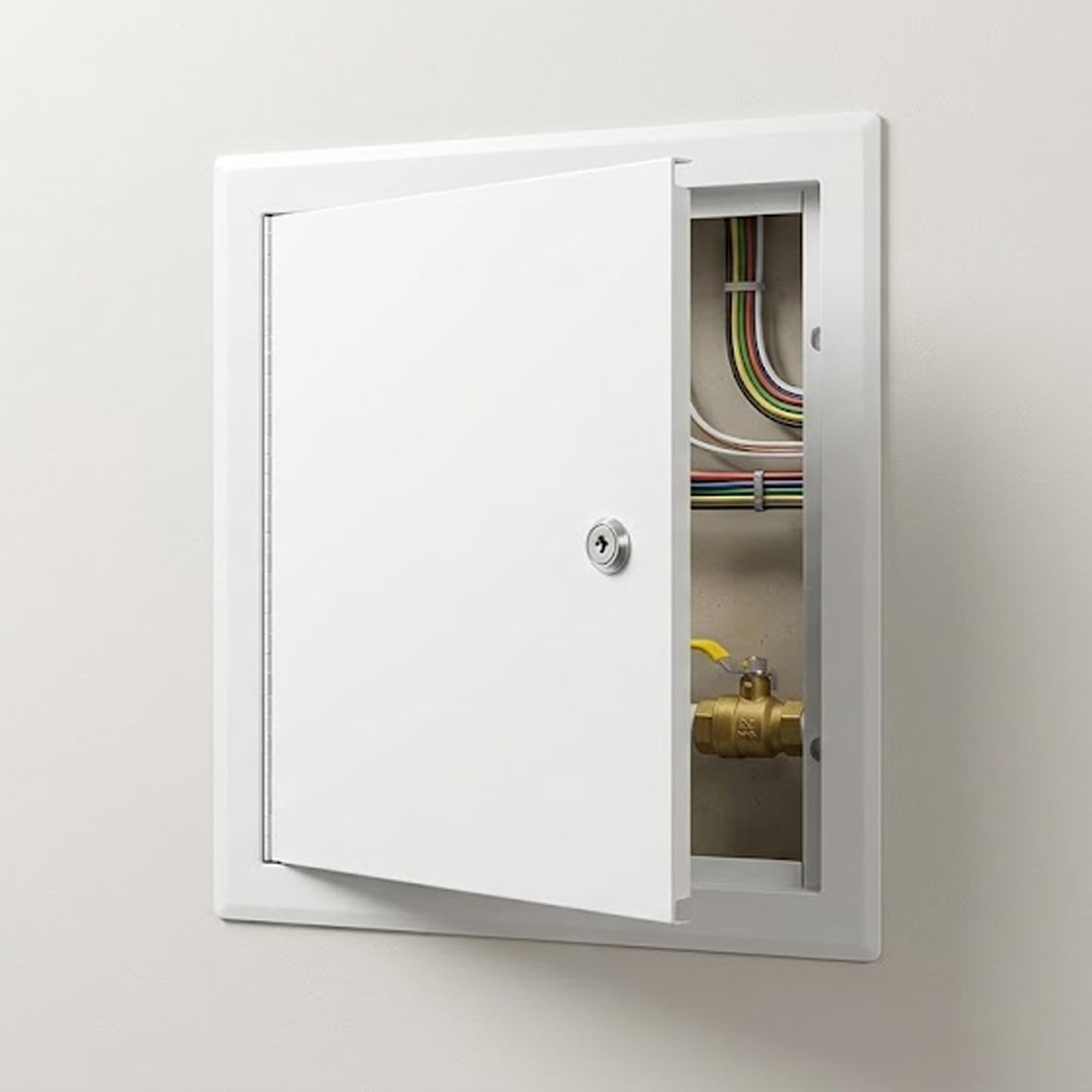 Locking Access Panel 300x300mm Aluminium Inspection Hatch for Wall & Ceiling, Flush Fit Service Door with Key Lock for Plumbing Electrical Cable Maintenance(White,55x75cm)