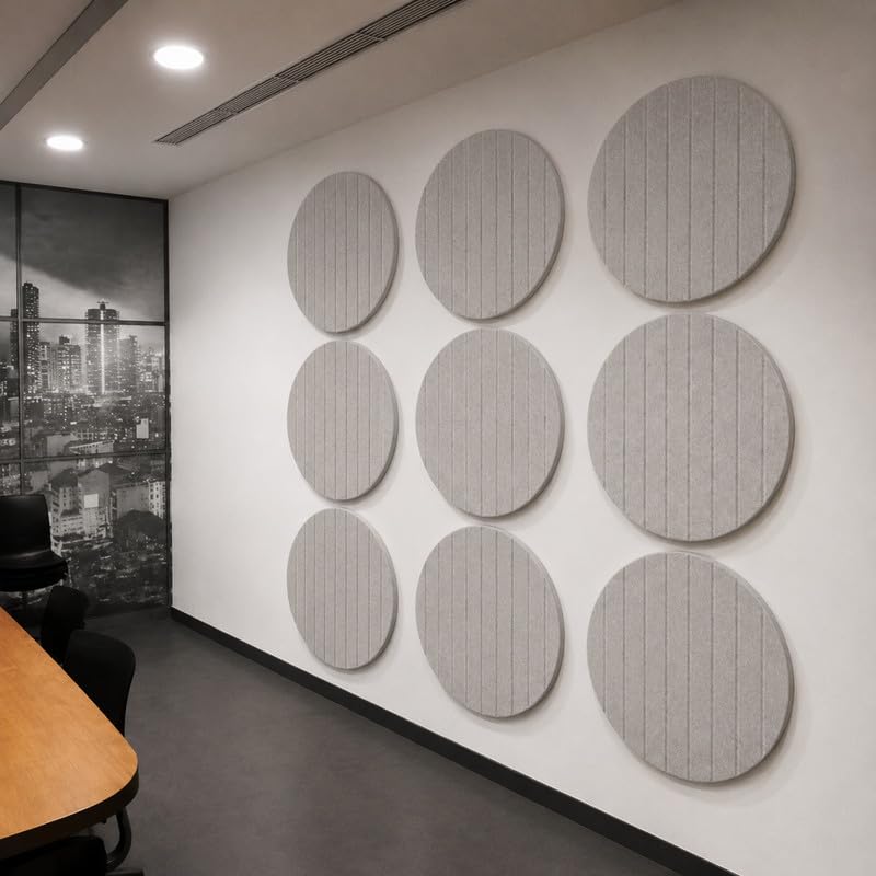 Image of MMT Acoustix Circle Felt Acoustic Wall Panel|Sound Proofing for Room |Premium Acoustic Panel |Pin Board for Wall |Sound Absorbing Panels |Circle Felt Acoustic Wall Panel|Pumice| 60 x 60 cm|4 Pcs