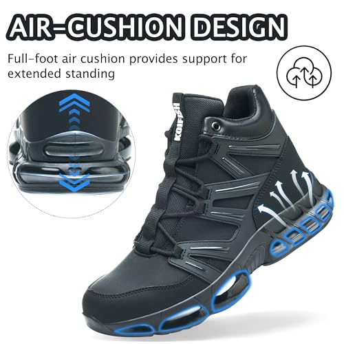 Image of KOIFISH Steel Toe Work Boots for Men Women, Waterproof Lightweight Steel Toe Boots, Air Cushion Industrial Construction Safety Shoes