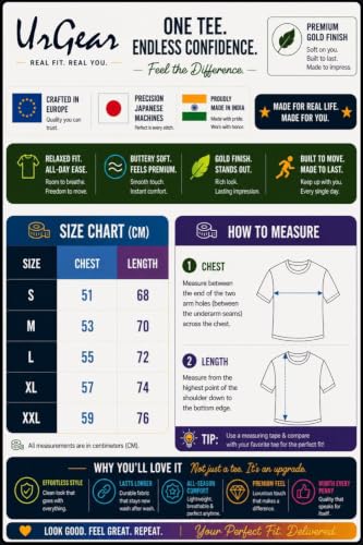 Image of URGEAR Men's Oversized Casual Stylished Printed Cotton Blended Round Neck T-Shirt
