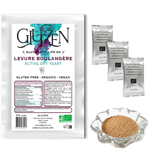 Levure de Boulanger Sèche Instantanée Sans Gluten Bio GLUTZEN. Levure Active pour Pain, Pizza et...