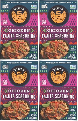 Image of Siete Chicken Fajita Seasoning Mix | Seasoning for Chicken and Veggies | Gluten Free | Vegan | Non GMO | Whole30 Approved | 4 Packet (7 Servings)