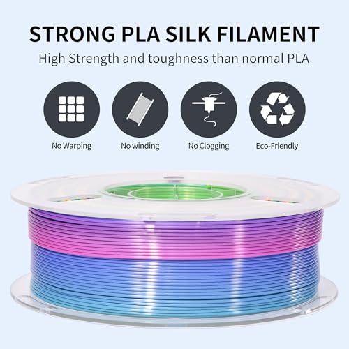 Image of RAMBERY Silk Rainbow 3D Printer Filament 1.75mm Multi-Color PLA Filament Fast Color Change Candy Color 3D Printing Filament, 1kg Spool