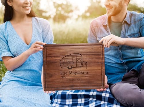 Tabla de cortar rectangular de madera nogal personalizada miniatura 2