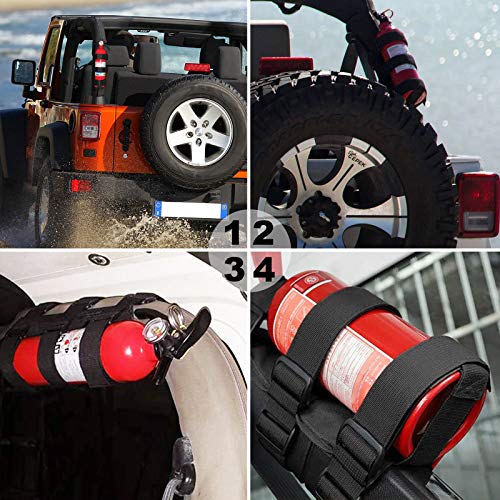 Jeep Wrangler Roll Bar Fire Extinguisher Mount Holder Adjustable Fire Extinguisher Holder Auto Interior Accessories for JK JKU JL TJ CJ - Jeep Lover Gifts (Without Extinguisher) - Black