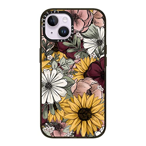 Coque iPhone 14 CASETiFY luxueuse édition KT's Canvases motif floral noir