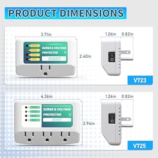 BSEED 3 Outlet Surge Protector for Refrigerator, Voltage Protector with Light Indicators for TV, PC, Washing Machine, and Other Home Appliance, Power Wall Surge Protector, 125V, 1875W, 1 Pack