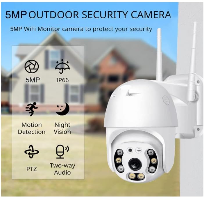 MAYUMI 5MP Outdoor Smart WiFi Wireless CCTV Security Camera | Colored Light Vision | 2-Way Audio | Motion Track | Support 128 GB Micro SD Card Slot Dome Camera K-803 (Not Included Memory Card)