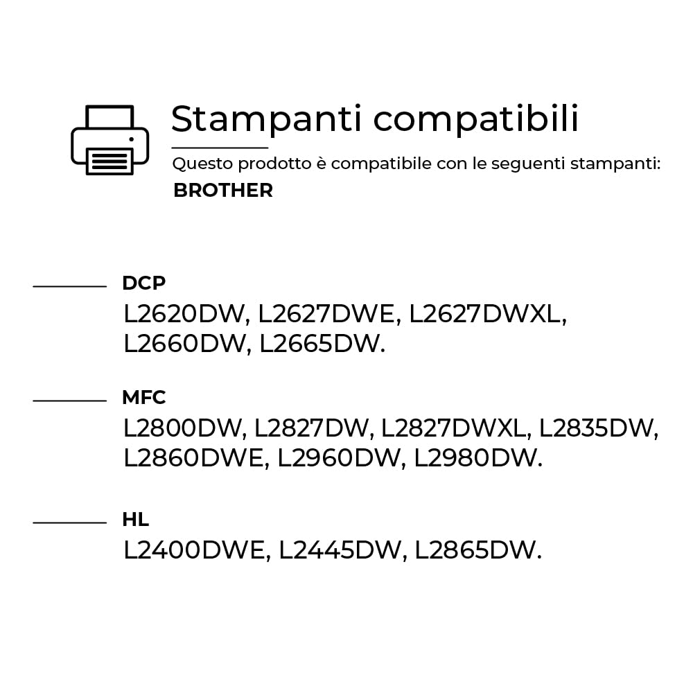 2 Toner Compatibili TN2510XL TN-2510XL TN2510 con Brother DCP L2620DW L2627DWE L2627DWXL L2660DW L2665DW HL L2400DWE MFC L2800DW L2827DW L2827DWXL MFC2960DW versione da 3000 copie (con Chip)