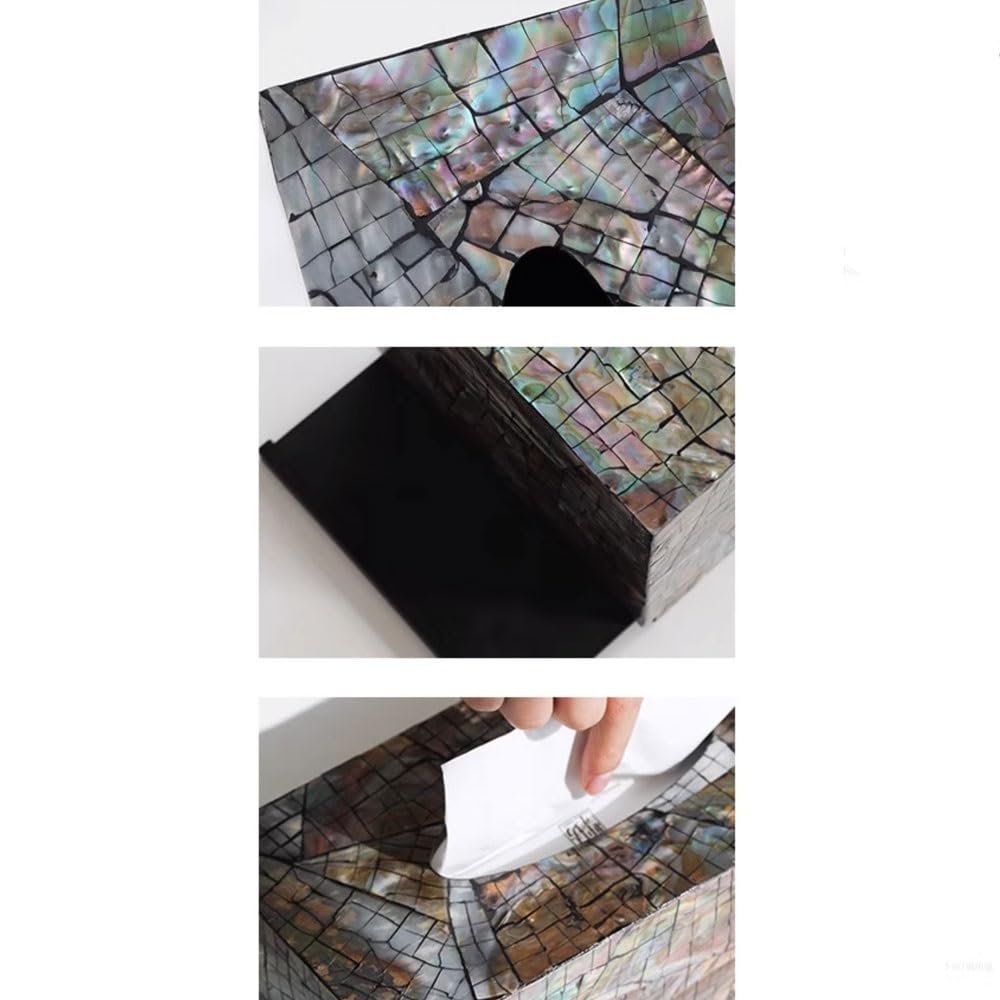Taschentuchbox-Halter Bunte Muschel Dekorative Taschentuchbox Kreative Leichte Luxus Haushaltspapierbox Nieten Wohnzimmer Aufbewahrungspapierbox Taschentuch-Organizer-Box(Mittel)