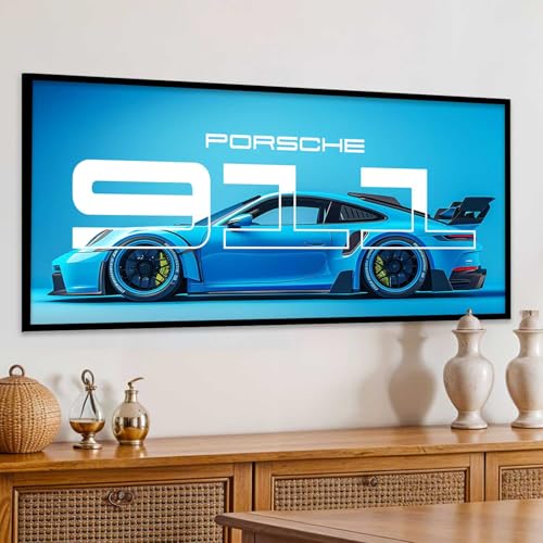 Image of walllane Big Porsche 911 GT3RS Car Framed Posters Gift Items for Boys Room Wall Decoration Bedroom Living Room Office Studio Decor | Car Poster Frame for Wall Decor Set Of 1Size(13 x 25 inch)