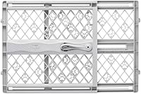 MYPET North States Paws Portable Dog Gate 23" Tall, 26-40" Wide - Pressure Mount, No Tools, Expandable, Made in USA, Light Gray