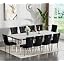 White Silver Table & 10 Black Chairs