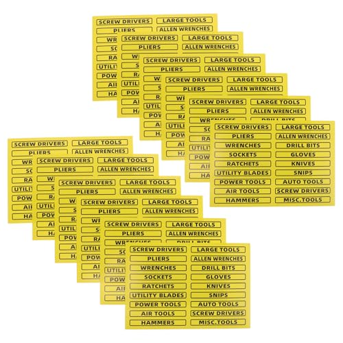 Autocollants de rangement pour boîte à outils jaunes par 40 pour atelier ordonné