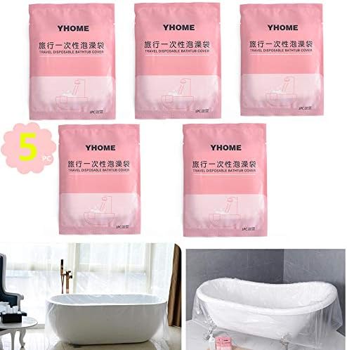Gigabit Disposable Bathtub Bag, Bathtub Plastic Cover Film Bathtub Lining Bags Portable Disposable Bath tubs for Traveling/Hotel Bath Tubs/Household/Salon/Spa (98 inch x 47 inch) (5 PCS)