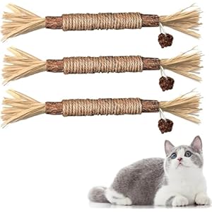 Katzenminze Sticks, 3 Stück Katzen Kauhölzer Sticks für Katzen Zahnpflege & Gegen Mundgeruch Natürlich Sicher Katzensticks Kausticks