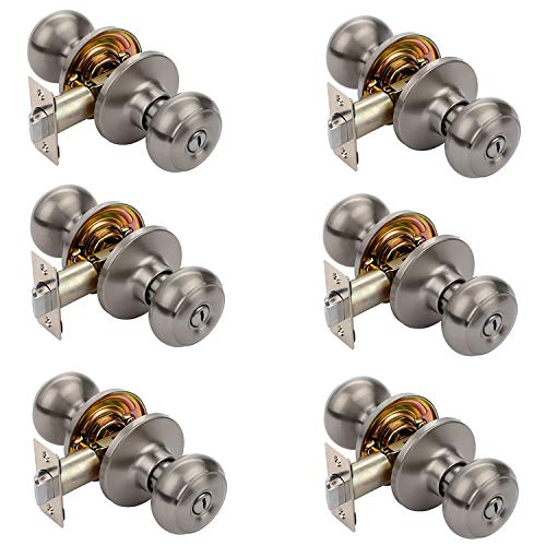 Free Shipping Over $50 Dynasty Hardware SIE-30-US15 Sierra Privacy Door Knob Set, Satin Nickel (6 Pack)