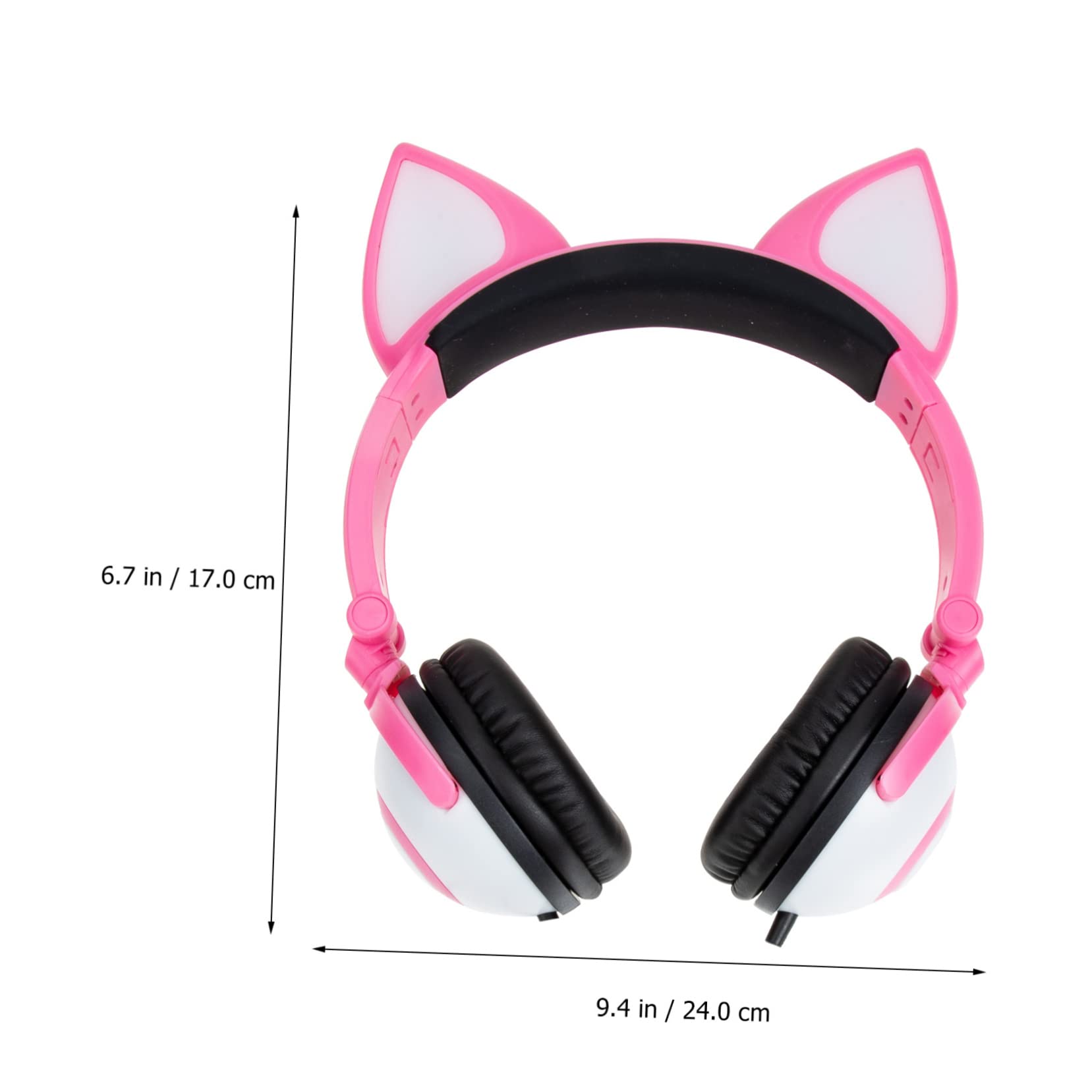 DOITOOL Cuffie On-ear a Orecchie di Gatto Rosa per Bambini | Pvc, Jack 3, 5mm Spinotto Dritto, Driver 40mm e Batteria a Bottone da 180 Mah