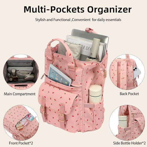 Mochila de laptop de pana para mujer 15.6 pulg elegante miniatura 3