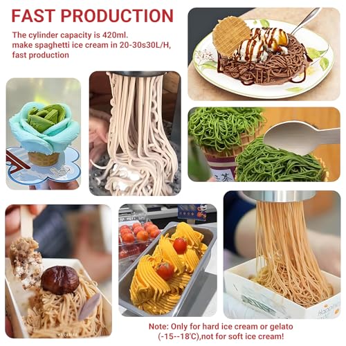 Italienische EIS-Spaghetti-Maschine, 80-W-Eisformmaschine, Schnellstart, Leicht Zu Reinigen, Softeismaschine Für Geschäfte Und Gastronomie, Rot, Gelb, Weiß,Red – Bild 4