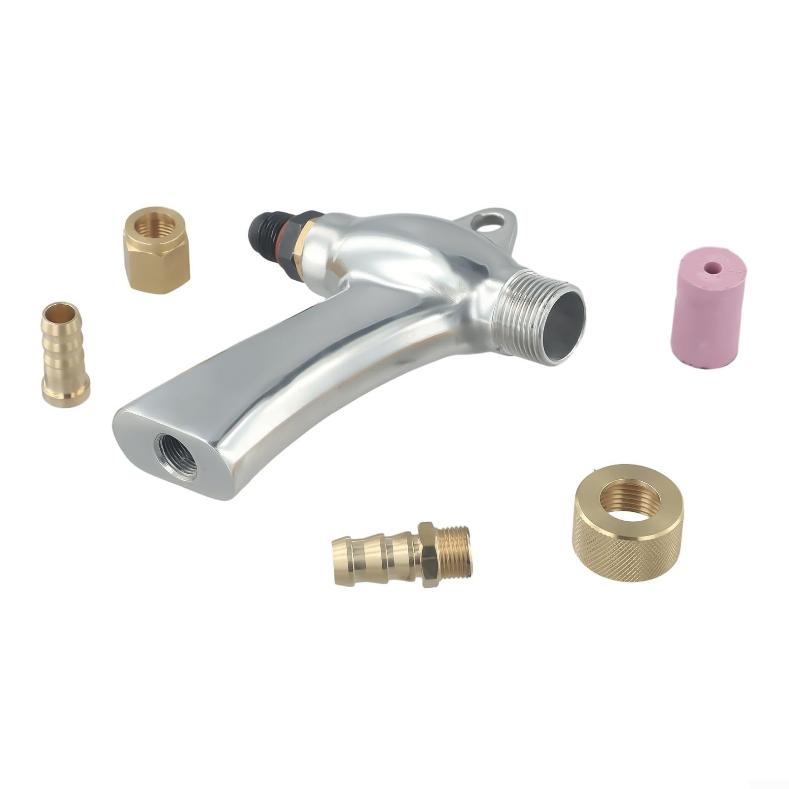 Pistolet do piaskowania sprężonego powietrza, ze stopu aluminium, z 5 dyszami ceramicznymi (6 mm/8 mm), do usuwania lakieru, ergonomiczny uchwyt do kabiny do piaskowania sprężonego powietrza (B)