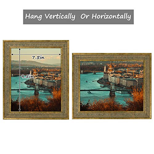Image of Golden State Art, 8X10 Ornate Finish Photo Frame, Distressed Gold Color, Real Glass