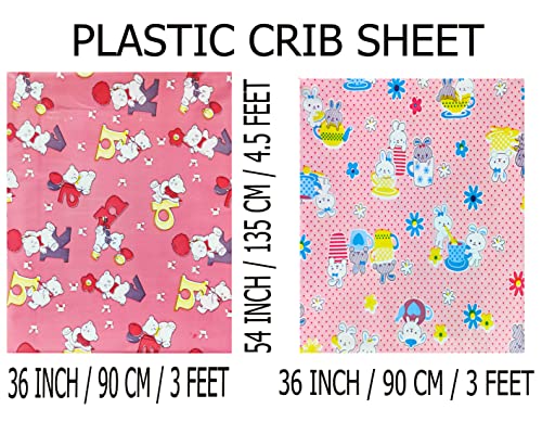 Image of EcoSoft Plastic Sheet,PVC Sheet for Kids,Rubber Sheet for Babies,Bed Wetting Protector(90 x 135 cm) (Alphabet Pink & Rabbit Pink)